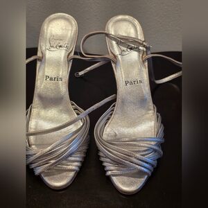 SALE Christian Louboutin Silver Strappy Heels
